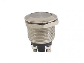 Pushbutton round metal spst off-(on)